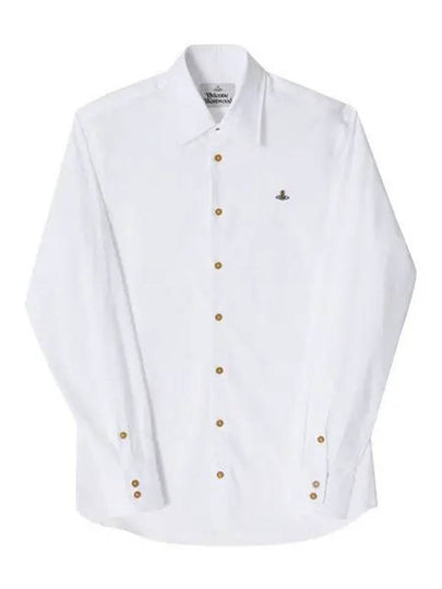 Men's Embroidered ORB Long Sleeve Shirt White - VIVIENNE WESTWOOD - BALAAN 2