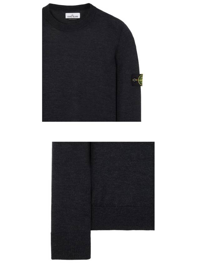 Logo Patch Round Neck Knit Top Charcoal - STONE ISLAND - BALAAN 7