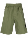 Men's Tela Waffen Patch Shorts Olive Khaki - STONE ISLAND - BALAAN 3