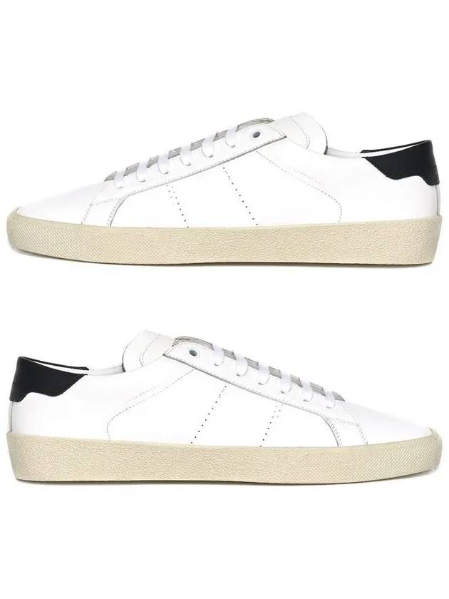 Black Tab Leather Low Top Sneakers White - SAINT LAURENT - BALAAN 2