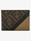 FF Logo Bifold Half Wallet Brown - FENDI - BALAAN 3