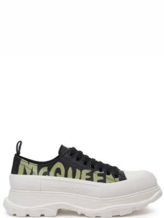 Tread Slick Lace Up Graffiti Logo Low Top Sneakers Black - ALEXANDER MCQUEEN - BALAAN 2