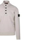 Wappen Patch Half Button Lambswool Knit Top Plaster - STONE ISLAND - BALAAN 5