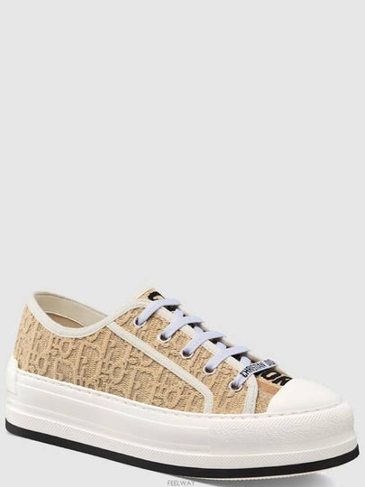 Walk Platform Sneakers Natural Raffia Effect Cotton Embroidery Oblique Motif KCK385OBF S23J - DIOR - BALAAN 2