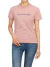 Blurred Logo Cotton Short Sleeve T-Shirt Pink - ACNE STUDIOS - BALAAN 5