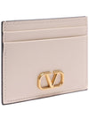 V Logo Signature Grainy Calfskin Card Wallet Ivory - VALENTINO - BALAAN 4