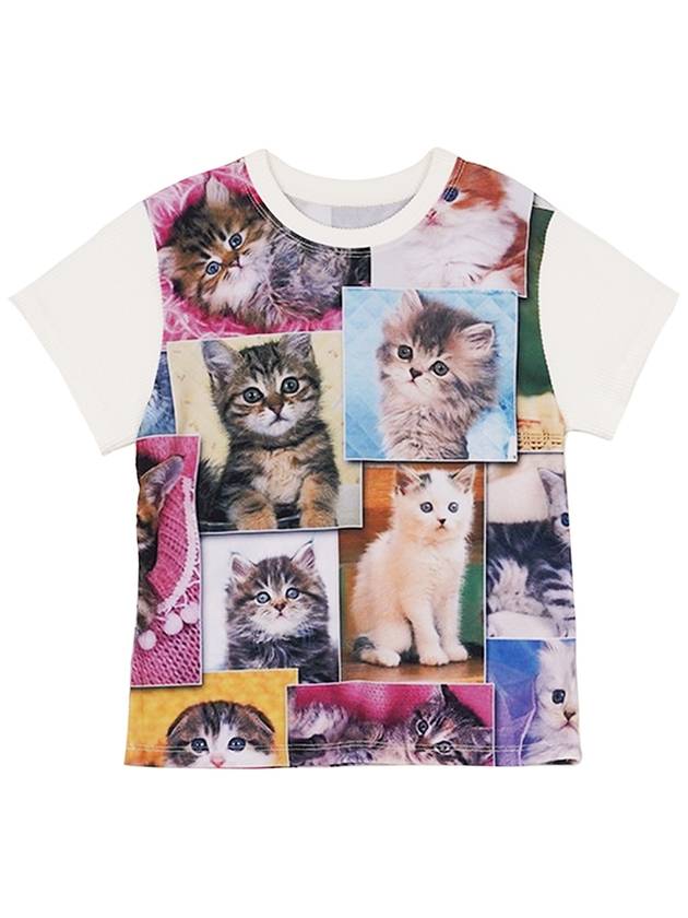 Cat patchwork print cropped tshirt - HIGH SCHOOL DISCO - BALAAN 2