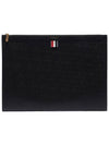 Pebble Grain Leather Large Zipper Laptop Holder Black - THOM BROWNE - BALAAN 4