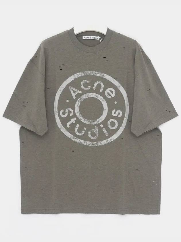 Logo Print Crewneck Short Sleeve T-Shirt Moss Green - ACNE STUDIOS - BALAAN 3