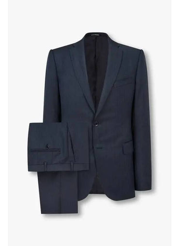 Men s herringbone wool no cheat single suit navy - EMPORIO ARMANI - BALAAN 1