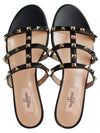 Rockstud Flat Slippers Black - VALENTINO - BALAAN 5