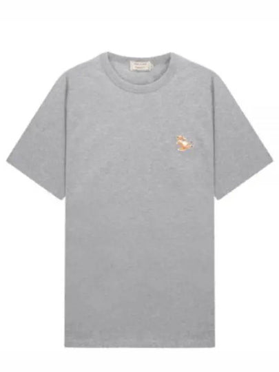 Chillax Fox Patch Classic Short Sleeve T-Shirt Grey Melange - MAISON KITSUNE - BALAAN 2