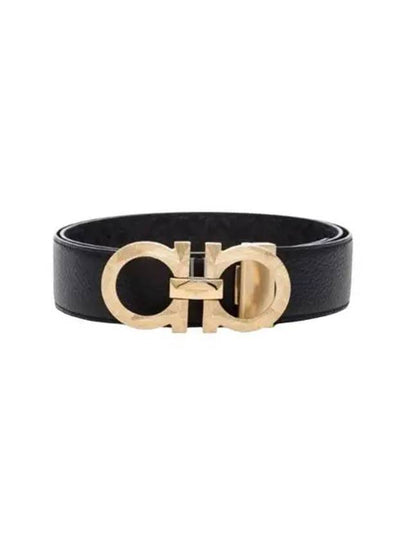 Gancini Buckle Calfskin Belt Black - SALVATORE FERRAGAMO - BALAAN 2