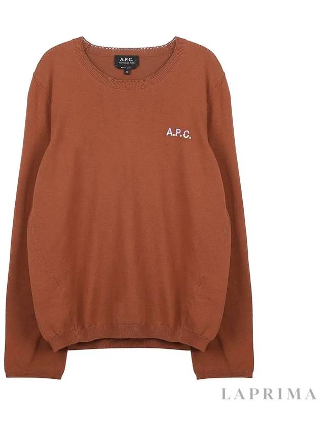 Embroidered Logo Knit Top Brown - A.P.C. - BALAAN 9