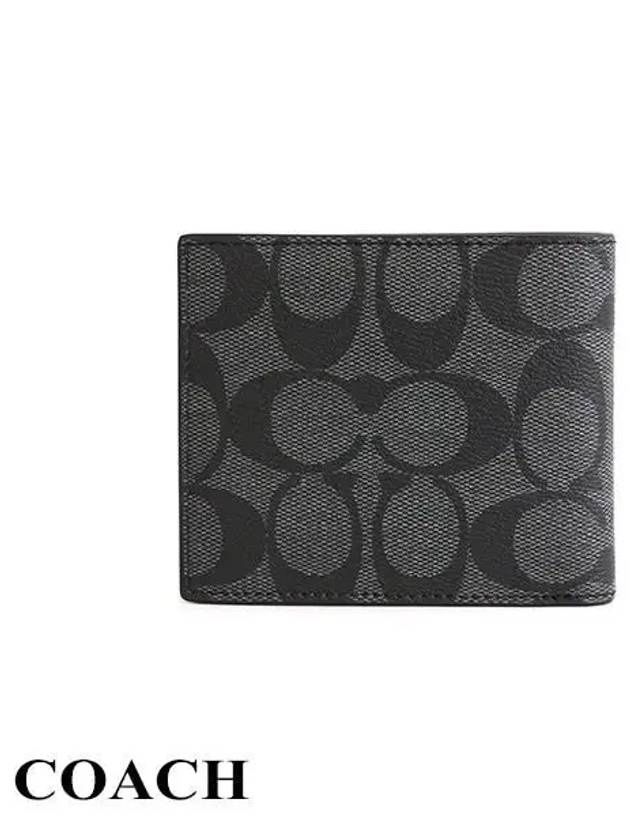 ID Signature Canvas Billfold Half Wallet Black - COACH - BALAAN 4