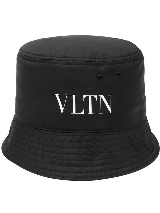 Logo Printed Nylon Bucket Hat Black - VALENTINO - BALAAN 1