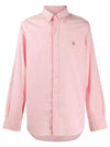 Men's Logo Embroidered Long Sleeve Shirt Pink - POLO RALPH LAUREN - BALAAN 2