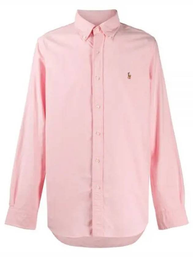 Men's Logo Embroidered Long Sleeve Shirt Pink - POLO RALPH LAUREN - BALAAN 2