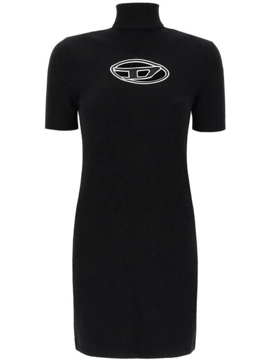 Women's M Agarette Logo Cut Out High Neck Short Dress Black - DIESEL - BALAAN 1