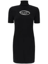 Women's M Agarette Logo Cut Owl High Neck Short Dress Black - DIESEL - BALAAN 1