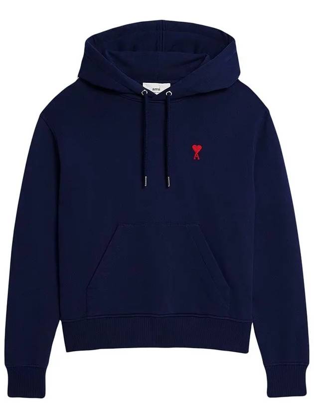 Heart Small Logo Hoodie Navy - AMI - BALAAN 3