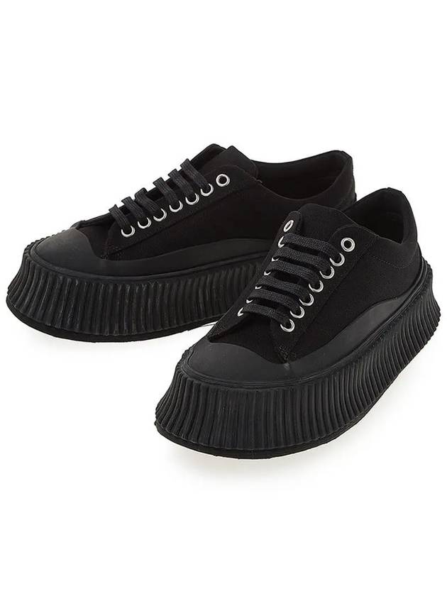 Lace-up Canvas Low Top Sneakers Navy - JIL SANDER - BALAAN 3