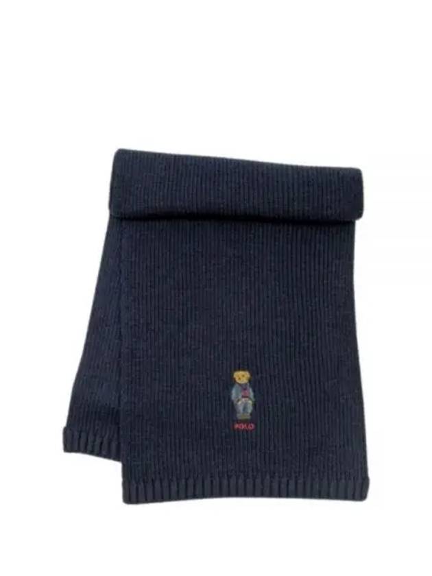 Bear Rib Knit Scarf Navy - POLO RALPH LAUREN - BALAAN 2