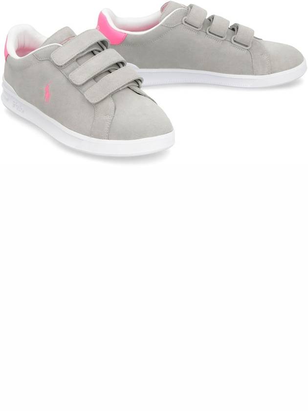 Pony Embroidery Velcro Leather Low Top Sneakers Grey - POLO RALPH LAUREN - BALAAN 4