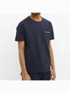 Men's Medium Weight Jersey Tipped Pocket Crewneck Short Short Sleeve T-Shirt Navy - THOM BROWNE - BALAAN 4