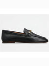 Women's Double T Logo Leather Loafers Black - TOD'S - BALAAN.