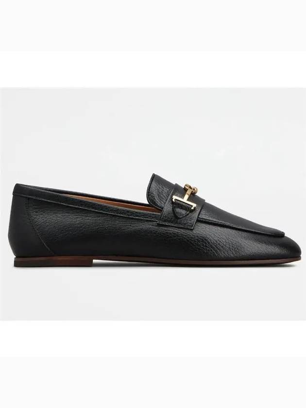 Women's Double T Logo Leather Loafers Black - TOD'S - BALAAN 3