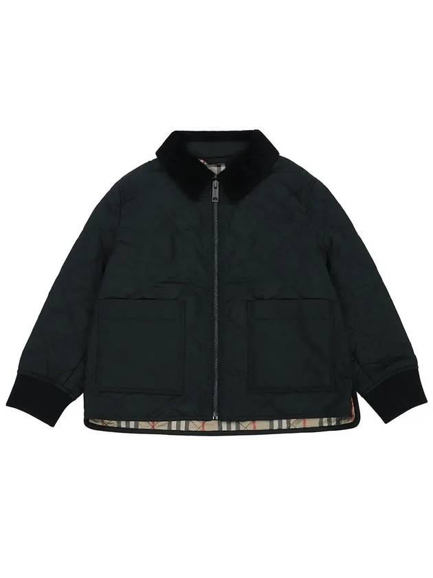 Kids Corduroy Collar Diamond Quilted Jacket Black - BURBERRY - BALAAN 2