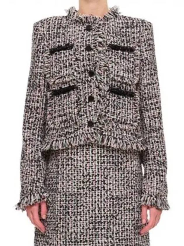 Women's Fringe Boucle Jacket Black - SELF PORTRAIT - BALAAN 2