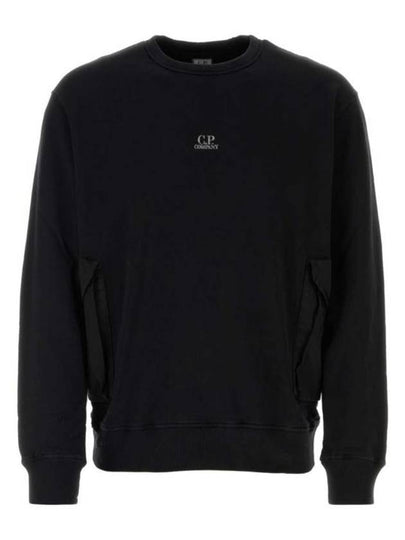 Cotton Fleece Mixed Pocket Sweatshirt Black - CP COMPANY - BALAAN 2