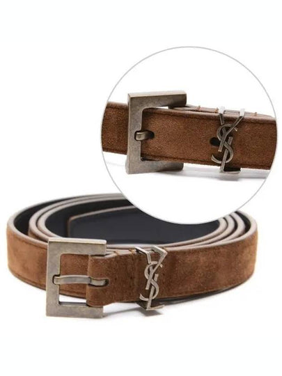 Monogram Square Buckle Belt Brown - SAINT LAURENT - BALAAN 2