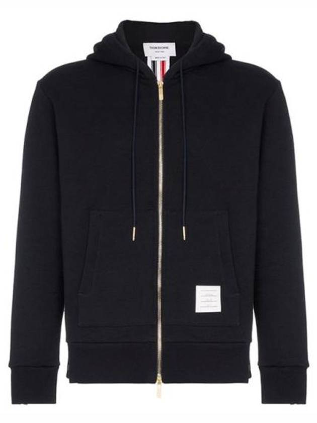 Center Back Stripe Cotton Zip Up Hoodie Navy - THOM BROWNE - BALAAN 3