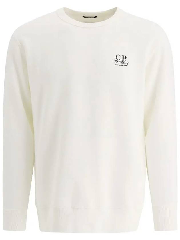 Men's Logo Embroidered Brushed Sweatshirt White - CP COMPANY - BALAAN 3