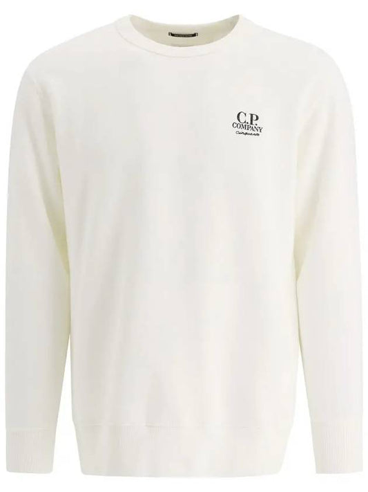 Men's Logo Embroidered Brushed Sweatshirt White - CP COMPANY - BALAAN 2
