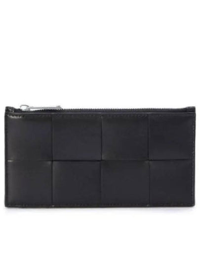 Intrecciato Zipper Leather Card Wallet Black - BOTTEGA VENETA - BALAAN 2