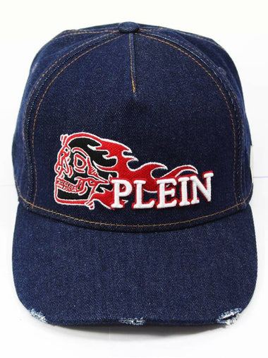 Men's Baseball Hat Skull on fire MIDDLE BLUE Ball Cap A20A UAC0033 PTE003N - PHILIPP PLEIN - BALAAN 1