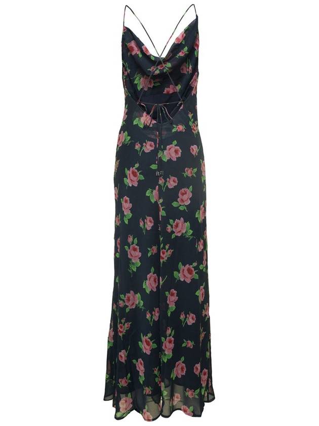 Maxi Multicolor Dress With All-Over Rose Print In Recycled Fabric Woman - ROTATE - BALAAN 2