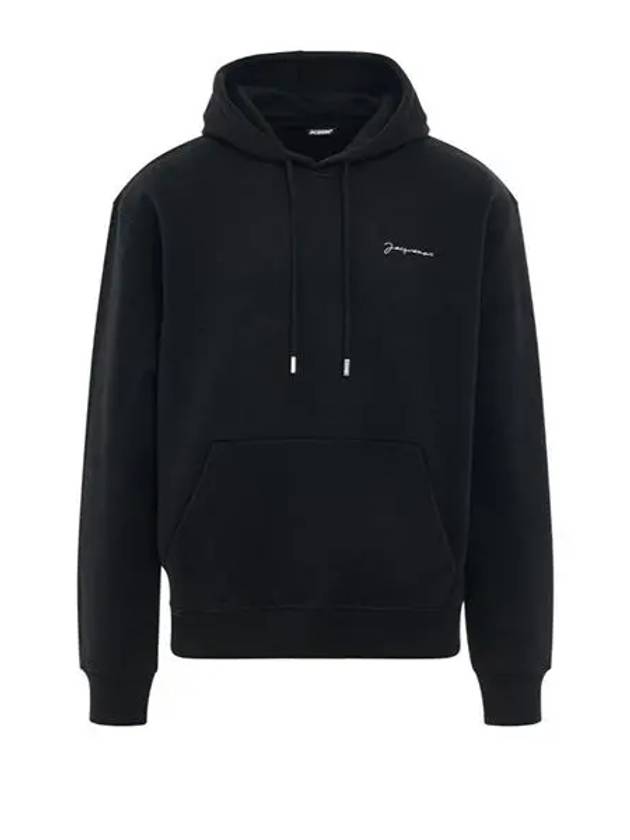 Le Brode Embroidered Logo Cotton Hoodie Black - JACQUEMUS - BALAAN 3