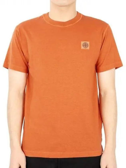 Pisato Effect Logo Patch Short Sleeve T-Shirt Orange - STONE ISLAND - BALAAN 2