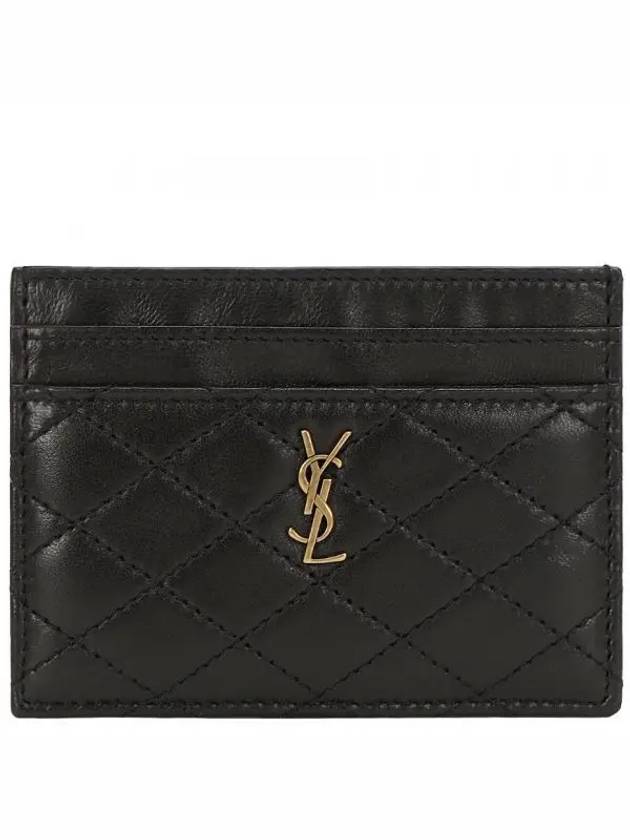 Monogram Gabi Gold Hardware Logo Quilting Card Wallet Black - SAINT LAURENT - BALAAN 2