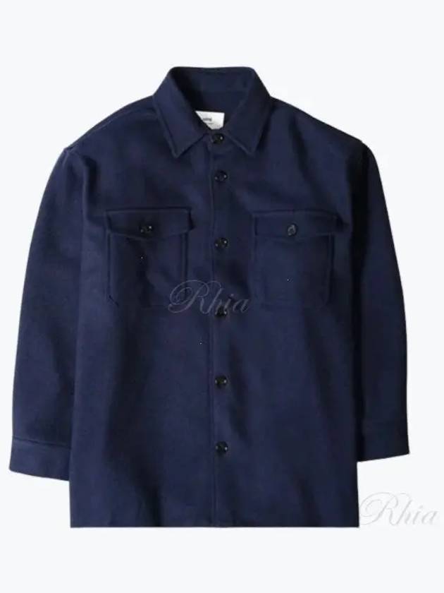 Maxi Overshirt Jacket Night Blue - AMI - BALAAN 2