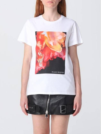 Graphic Printed Crewneck Short Sleeve T-Shirt White - ALEXANDER MCQUEEN - BALAAN 2