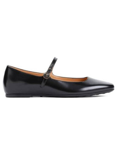 T Logo Mary Jane Flat Black - TOD'S - BALAAN 1