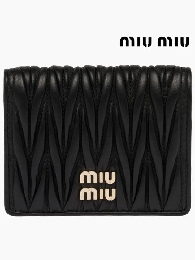 Matelasse Leather Half Wallet Black - MIU MIU - BALAAN 3