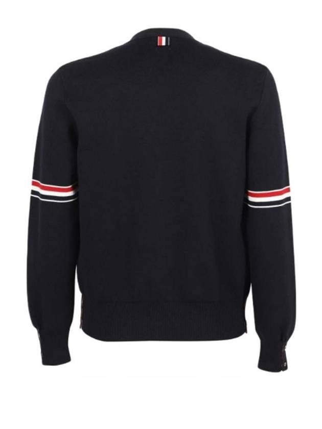 Milano Stitch Sprite Armband Cotton V-neck Cardigan Navy - THOM BROWNE - BALAAN 3