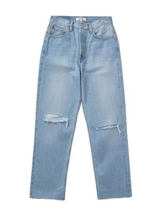 Stove Pipe Denim Pants Surf Blue Destroid Jeans - RE/DONE - BALAAN 1